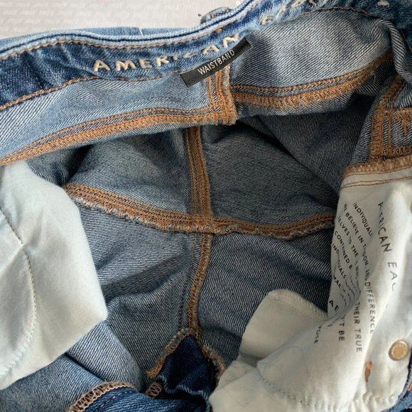 American Eagle Mom Jeans‎ Womens 00 Blue Distressed Knees hem pockets casual - Picture 9 of 13